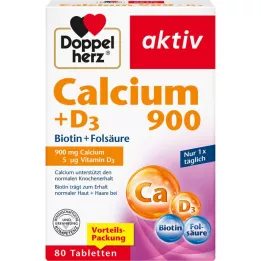DOPPELHERZ Kalcijs 900+D3 tabletes, 80 kapsulas
