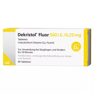 DEKRISTOL Fluors 500 I.U./0,25 mg tabletes, 90 gab DEKRISTOL Fluors 500 I.U./0,25 mg tabletes, 90 gab