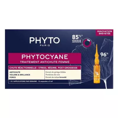 PHYTOCYANE Reaktīvais līdzeklis pret matu izkrišanu sievietēm, 12X5 ml PHYTOCYANE Reaktīvais līdzeklis pret matu izkrišanu sievietēm, 12X5 ml