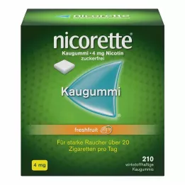 NICORETTE Košļājamā gumija 4 mg freshfruit, 210 gab