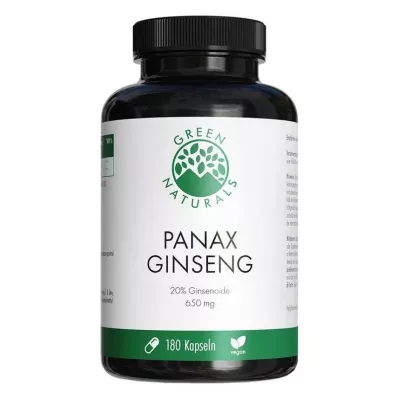 GREEN NATURALS Panax ginseng augstas devas vegāniskās kapsulas, 180 kapsulas GREEN NATURALS Panax ginseng augstas devas vegāniskās kapsulas, 180 kapsulas