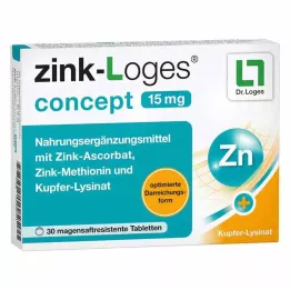 ZINK-LOGES koncepcija 15 mg zarnās apvalkotās tabletes, 30 gab