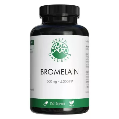 GREEN NATURALS Bromelaīns 500 mg vegāns ar 5000 FIP, 150 gab