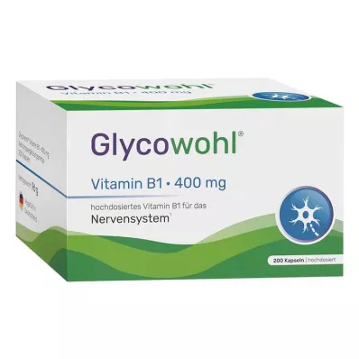 GLYCOWOHL B1 vitamīna tiamīna 400 mg lielas devas kapsulas, 200 gab GLYCOWOHL B1 vitamīna tiamīna 400 mg lielas devas kapsulas, 200 gab